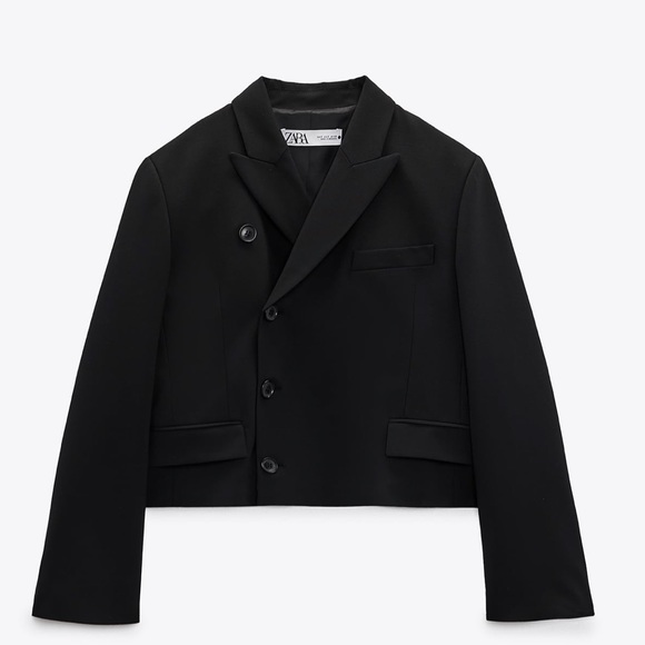 ZARA CROPPED WOOL BLEND BLAZER. Size Xsmall - Picture 4 of 5